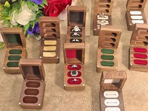 Luxurious Walnut Wood Three-Slot Ring <strong>Bracelet</strong> Storage <strong>Box</strong> Chamfered Black Square Magnetic Closure Gift Packaging 100 Pcs - Product Image 5