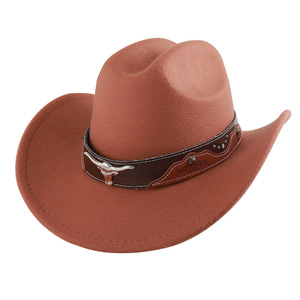 Zhenxi Cowboy <b>Hat</b> Solid Color Polyester Artistic Retro With Metal Ornament <b>Band</b> For Fashion Accessories - Product Image 3