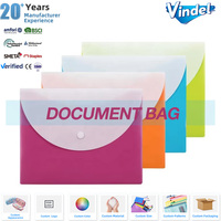 Pochette porte-documents colorée à bouton-pression en PVC, pochette de rangement A4 étanche en plastique pour documents de bureau, reçus et petits objets