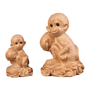 Exquisite Design Longevity Peach Monkey Wood Carving Handmade Lacquerware Home Decor for Display or Collection