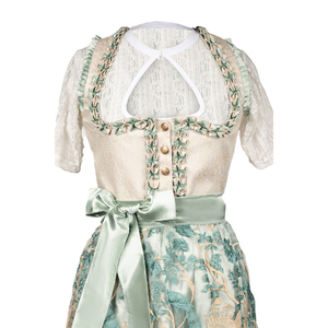 OEM <b>Women</b> Traditional Dirndl <b>Dress</b> Floral Embroidered Fitted Bodice Knee Length A Line Skirt Short Sleeve <b>Vintage</b> Style - Product Image 5