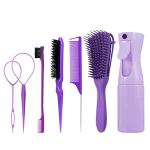 Kit d'outils de coiffure : peigne démêlant à huit dents, peigne à queue pointue pour volume, et vaporisateur - Product Image 5