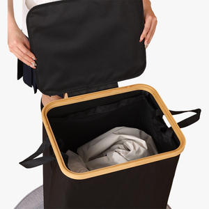 Sac à linge pliable à double niveau avec couvercle et poche intérieure pour ranger les vêtements sales, durable, en tissu PP+Oxford, pour la salle de bain - Product Image 2