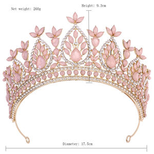 Barok altın kaplama Rhinestone kristal gelin Hairpiece taç şapkalar prenses balo parti Pageant düğün Tiara kadınlar için - Product Image 3