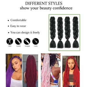 Extensiones de Cabello Sintético para Trenzas Jumbo de 24 Pulgadas, Cabello Afro Ombre para Trenzas de Ganchillo, Venta al por Mayor para Mujeres - Product Image 5