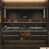 Kabinet Kamar Mandi Mewah Buatan Khusus dengan Wastafel Ganda, Desain Modern, Kombinasi Wastafel Pintar