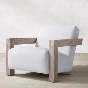 Sillón Individual Minimalista Nórdico con Estructura de Madera Maciza, Sillón Reclinable para Sala de Estar - Product Image 2