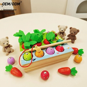 <span class=keywords><strong>Jeu</strong></span> de pêche magnétique en bois Montessori, jouet interactif pour tout-petits, amusant pour les parents et les enfants, non toxique - Product Image 1