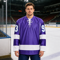 Maillot de hockey sur glace unisexe sublimé en polyester, séchage rapide, respirant, logo d'équipe personnalisable, position avant, uniforme de hockey sur glace