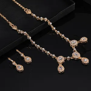 Luxe Kristal Ketting Oorbellen Set Marokko Bruid Bruiloft Sieraden Set Voor Dames