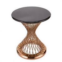 Ensemble de tables basses modernes de luxe nordiques en métal avec plateau en acier inoxydable à hauteur réglable pour salon