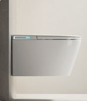 WC intelligent suspendu mural allongé avec télécommande, siège chauffant, réservoir intégré, siphon en S, double chasse d'eau, réservoir encastré pour