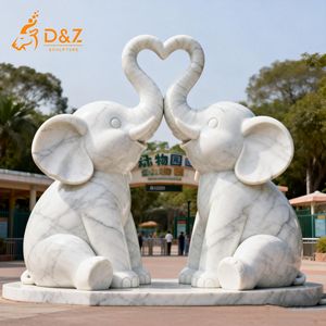 D&Z Art Group - Estatua de <span class=keywords><strong>Pareja</strong></span> de Elefantes Enamorados de Mármol Personalizada, Escultura Moderna de Elefantes Enamorados <span class=keywords><strong>con</strong></span> Corazón de Mármol para Decoración de Jardín - Product Image 2