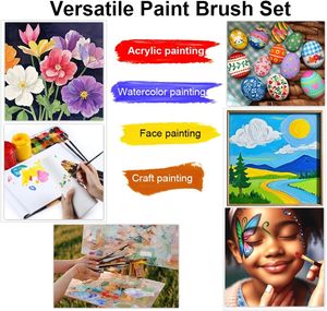 Transon Assortiment de 12 Pinceaux d'Art pour Acrylique <span class=keywords><strong>Aquarelle</strong></span> Gouache Hobby Peinture Poils <span class=keywords><strong>Matériel</strong></span> de Cheveux - Product Image 5