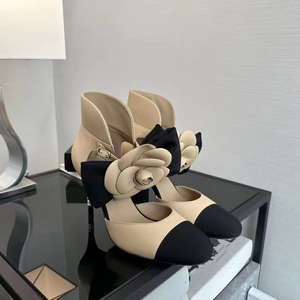 Sandalias Camelia de Diseñador de Lujo de Alta Calidad 2026, Zapatos Franceses Baotou con Tacón Fino y Bloques de Color en Piel de Oveja - Product Image 6