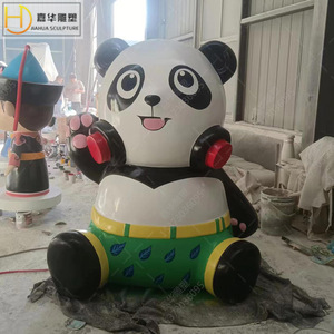 Sculpture de panda en fibre de verre pour extérieur, décoration de jardin, figurine animale peinte autoportante - Product Image 2