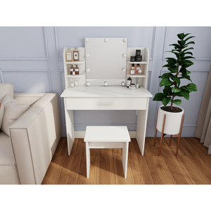 Vanity Dresser Table With Mirror And <b>Drawer</b> For <b>Makeup</b> Storage - Product Image 2