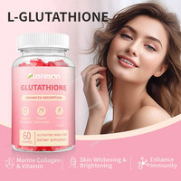 Complément alimentaire en gommes de collagène végétalien halal à la fraise, enrichi en vitamines, pour éclaircir la peau, avec L-glutathion et collagène, pour peaux noires