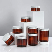 Botol Kosmetik PET Bening Amber Mulut Lebar 50ml 100ml 200ml 300ml 500ml Wadah Krim Isi Ulang untuk Perawatan Kulit