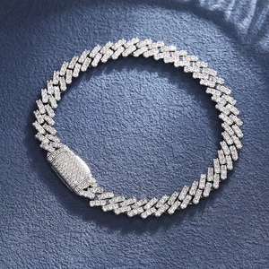 Pulsera unisex de moissanita cubana con diamantes, cadena estilo Iced Out, chapada en plata 925, joyería estilo hip hop, perfecta para hombres y mujeres. - Product Image 1