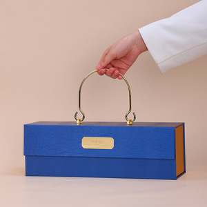 Sang trọng tùy chỉnh tóc giả Hộp bao bì bánh trung thu Hộp Quà Tặng caja Para pastel với kim loại tay - Product Image 5