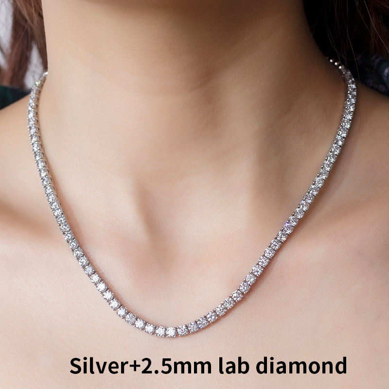 Argento 925 2,5 mm 45 cm diamante di laboratorio