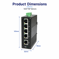 Switch Ethernet Industrial RJ45 de 5 Puertos 10/100/1000Mbps para Riel DIN, Entrada 12-57VDC, Diseño sin Ventilador