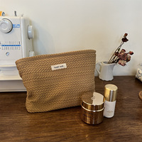 Sac cosmétique personnalisé avec logo de dessin animé, sac à maquillage en tissu tissé, grande capacité, pochette de rangement de voyage, sac à main zippé pour femmes