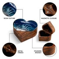 Houten hartvormige ringendoos met enkele vakje, gepersonaliseerde vintage houten juwelendoos voor aanzoek, verloving, huwelijksceremonie