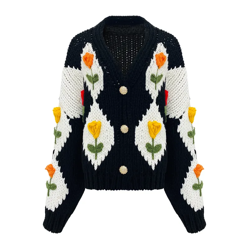 Wholesale Winter Women's Cardigan Sweater Women Fashion Buttons Cardigan Knitwear Designer Long Knit Sweater