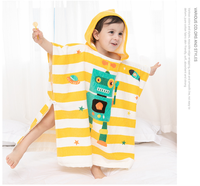 Serviette de bain poncho à capuche en coton pour enfants, imprimé dinosaure de dessin animé, idéale pour la plage et le surf