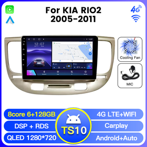 NaviFly TS10 TS18 système android 1280*720 QLED écran autoradio pour KIA <span class=keywords><strong>RIO2</strong></span> 2005-2011 support 360 caméra - Product Image 3