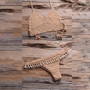 Ensemble de bikini 2 pièces personnalisé à col en V, push-up, fleurs 3D faites à la main, maillot de bain sexy mini string pour femmes, vêtements de plage - Product Image 5