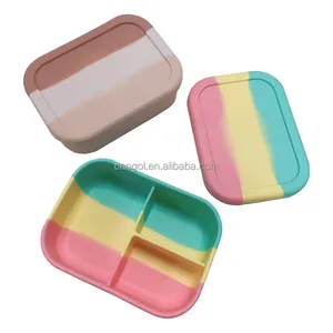 2023 NEW BPA Free Silicone Food Storage Container Leakproof Silicone Kids School and Adults Bento Lunch Box With Compartments