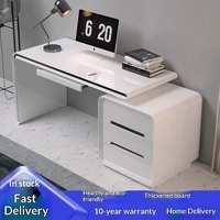 Bureau d'ordinateur pour la maison, design simple, bureau d'étudiant, style minimaliste moderne, finition peinte haute brillance, modèle en MDF réglable