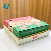 Boîte à pizza biodégradable personnalisée en usine en Chine avec des matériaux recyclés, design coloré, papier kraft de haute qualité, prix bas