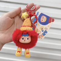 Porte-clés en peluche Kawaii en coton au crochet, 4 couleurs, avec pompon moelleux de dessin animé, breloque de sac, personnage elfe mignon, logo personnalisé