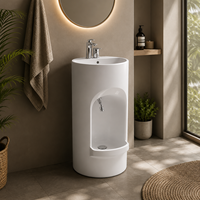 Vente en gros de lavabos d'ablution en céramique modernes avec miroir intelligent pour les bâtiments religieux islamiques, commandes en gros OEM