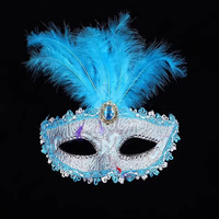 Masque de fête de mascarade de style mardi gras en gros d'usine masque de maquillage de carnaval vénitien avec plume de paillettes pour les fêtes