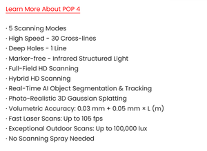 Escáner 3D Versátil 5 en 1 Revopoint POP 4 con Láser Azul y Luz Infrarroja para Impresora 3D PAQUETE ESTÁNDAR - Product Image 3