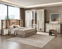 Ensembles de meubles de chambre à coucher de luxe modernes avec armoire pour fille, en MDF turc, pour ensembles de chambre à coucher complets, cadre de lit taille king et queen