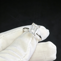 Bijoux fins, bague solitaire en argent sterling 925 avec moissanite taille émeraude GRA 3 carats, classique, 4 griffes, bague de promesse de mariage pour femmes