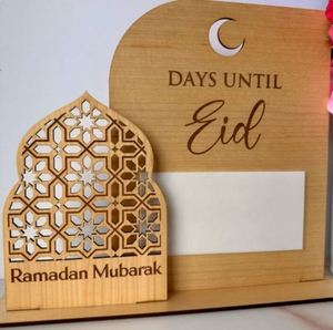 Islamic Eid Ramadan Wooden Countdown Sign 25x23cm Home Decoration <b>Gift</b> Brand - Product Image 4