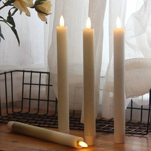 Home Decoration White Real Wax Wave Edge Battery Operated Electric Flickering Remote Control Led Flameless <strong>Taper</strong> <strong>Candles</strong> - Product Image 5