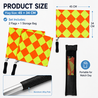 Drapeaux d'arbitre en acier inoxydable et mousse ABS à motif quadrillé, faciles à transporter pour les matchs de football
