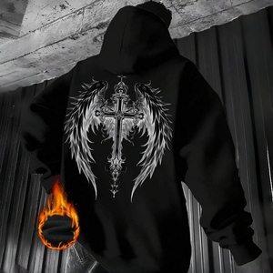 Sudadera con Capucha Casual Estilo Hip Hop, Corte Regular, Sin Cordones, Algodón Grueso, Transpirable, Resistente al Viento, Cuello Cuadrado, Bordado 3D - Product Image 1