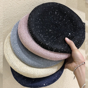 Primavera Verano mujeres artista francés pintor sombrero ligero transpirable malla lentejuelas ganchillo ahueca hacia fuera boina sombrero <span class=keywords><strong>para</strong></span> mujeres <span class=keywords><strong>niñas</strong></span> - Product Image 2