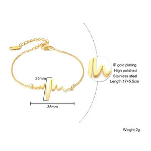 스테인레스 스틸 18K 골드 피가로 종이 클립 사각 구슬 팔찌 개인화 된 방수 팔찌 팜므 보석 제조 업체 - Product Image 6