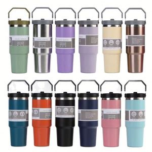 Gobelet isotherme en acier inoxydable de 30 oz avec logo personnalisé, bouteille d'eau isolée sous vide avec poignée, cadeau promotionnel pour les événements d'entreprise - Product Image 4