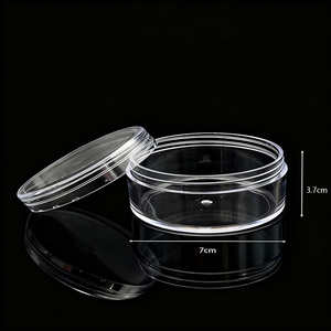 Bottiglie Rotonde in Plastica Trasparente Ecologiche, Contenitori Multiuso per Gioielli e Strass per Unghie, Diametro 7 cm - Product Image 1